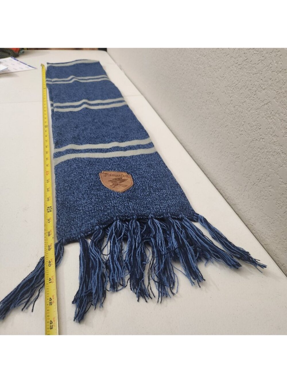Harry Potter Ravenclaw Knit Scarf With Tassels - Blue & Grey Striped
